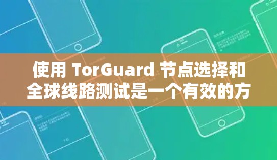 使用 TorGuard 节点选择和全球线路测试是一个有效的方法来确保 Tor 链的可靠性和稳定性,以下是对该过程的详细总结 使用 TorGuard 节点选择和全球线路测试是一个有效的方法来确保 Tor 链的可靠性和稳定性,以下是对该过程的详细总结